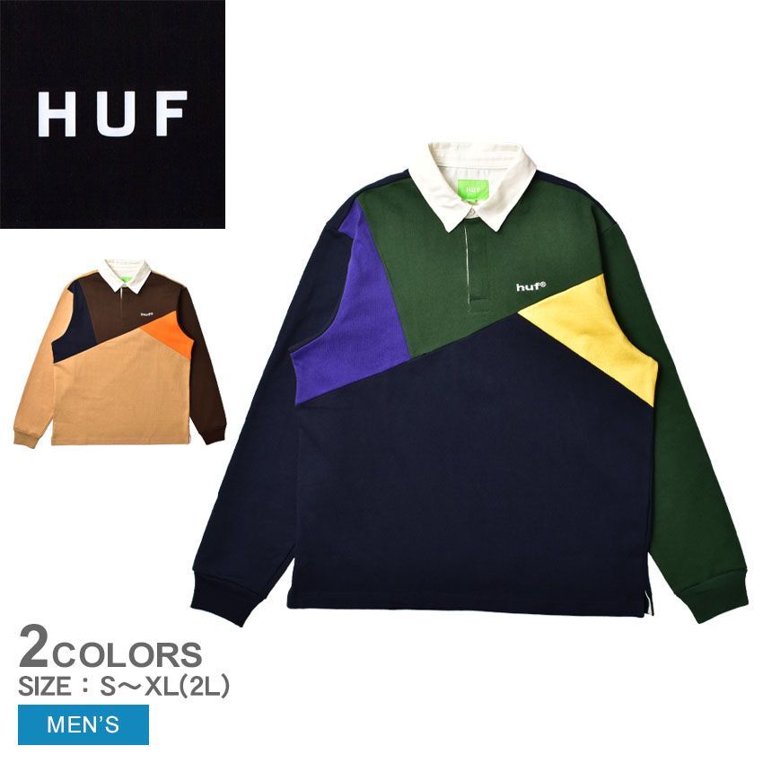 ハフ 長袖ポロシャツ KN00394 メンズ MIXED UP LS KNIT POLO HUF カラー:01.カーキ 品番：2375-0218