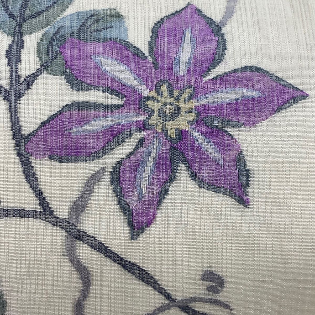 名古屋帯 秀品 夏帯 松葉仕立て 草花 クリーム 正絹