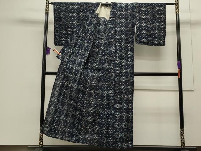 平和屋着物●久留米絣　単衣　松皮菱草花文　綿　逸品　CABE2498yc 平和屋着物○久留米絣 単衣 松皮菱草花文 綿 逸品 CABE2498ycの通販 by
