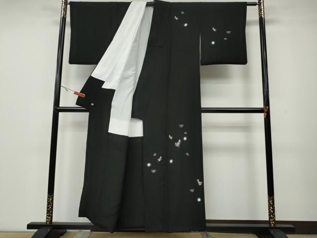 平和屋着物○訪問着 刺繍 瓢箪花文 黒地 金糸 さが美扱い 正絹 逸品
