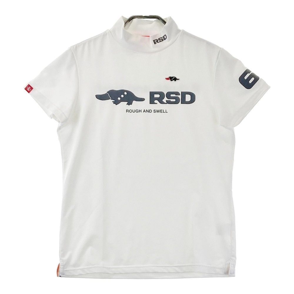 サイズ：M ROUGH&amp;SWELL ラフアンドスウェル  モックネック　半袖Tシャツ  ホワイト系 [240101440287] ゴルフウェア レディース ストスト サイズ：M ROUGH&SWELL ラフアンドスウェル モックネック 半袖T
