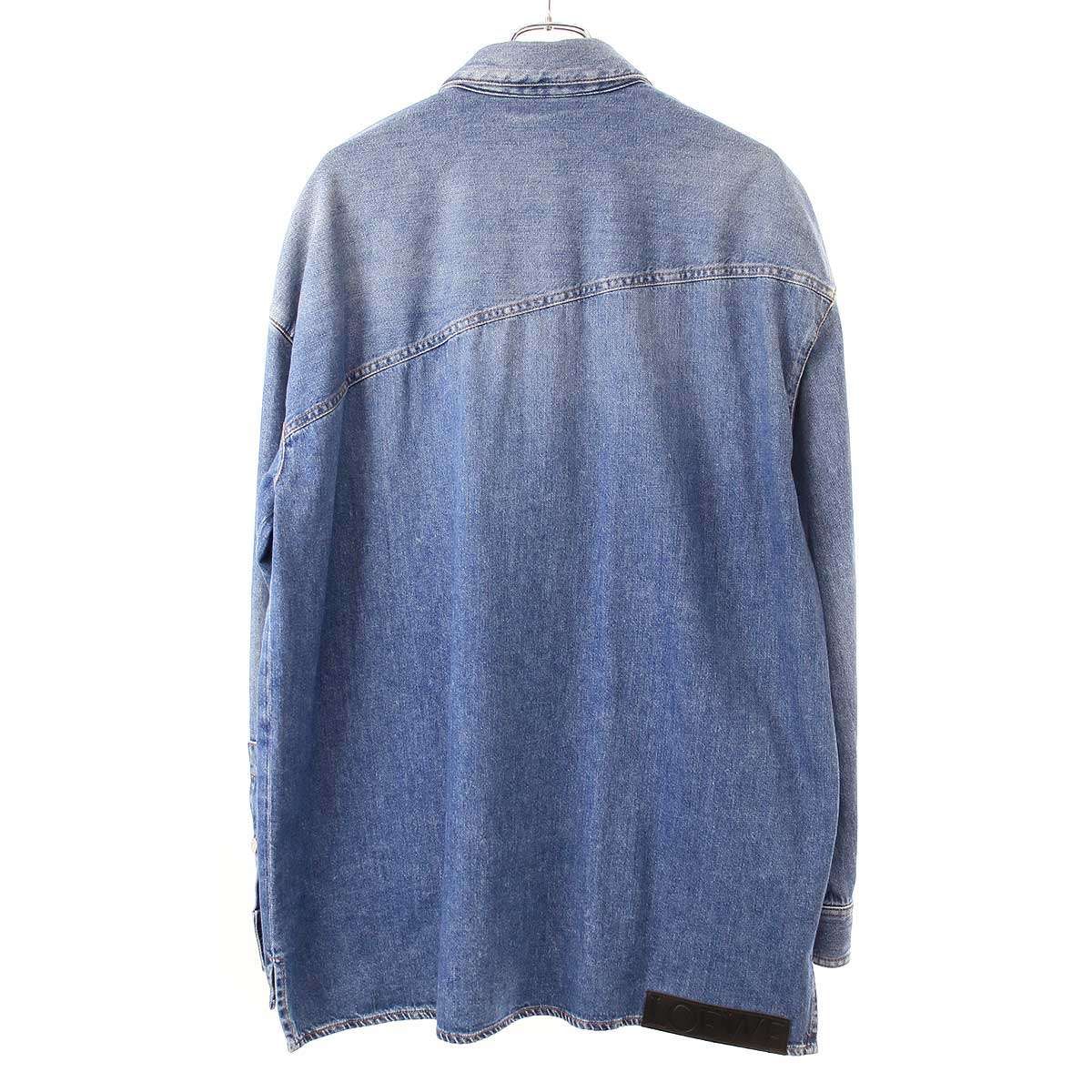 LOEWE ロエベ スラントオーバーデニムシャツ H526Y05X17 インディゴ 48  
