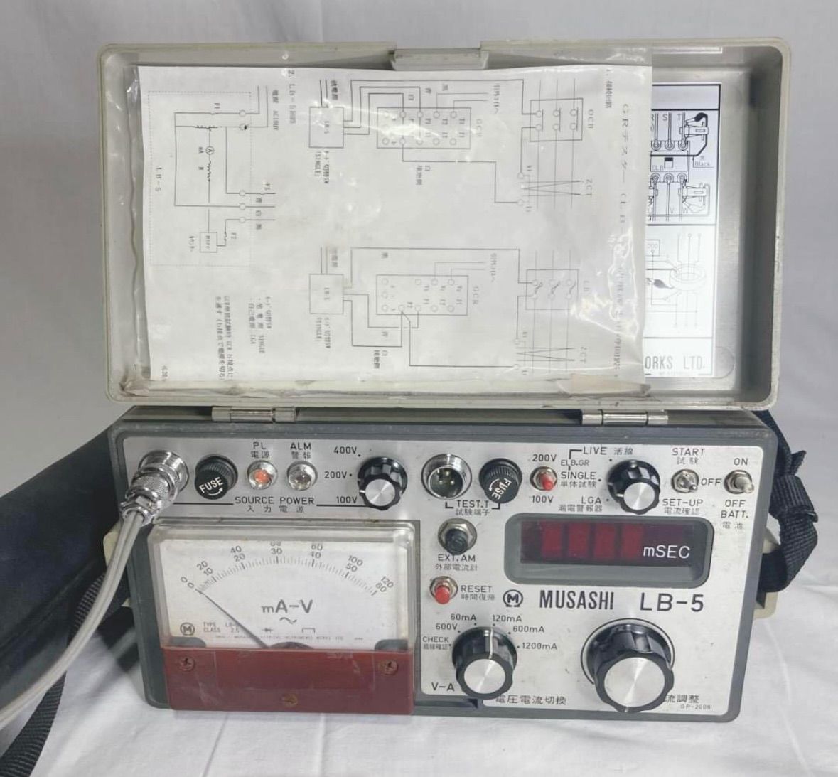 ジャンク 通電のみ ムサシ漏電遮断器及びGRテスタLB-5形