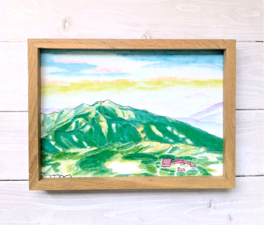 山の絵 『白山からの朝』 アート ポスター 山 登山 キャンプ