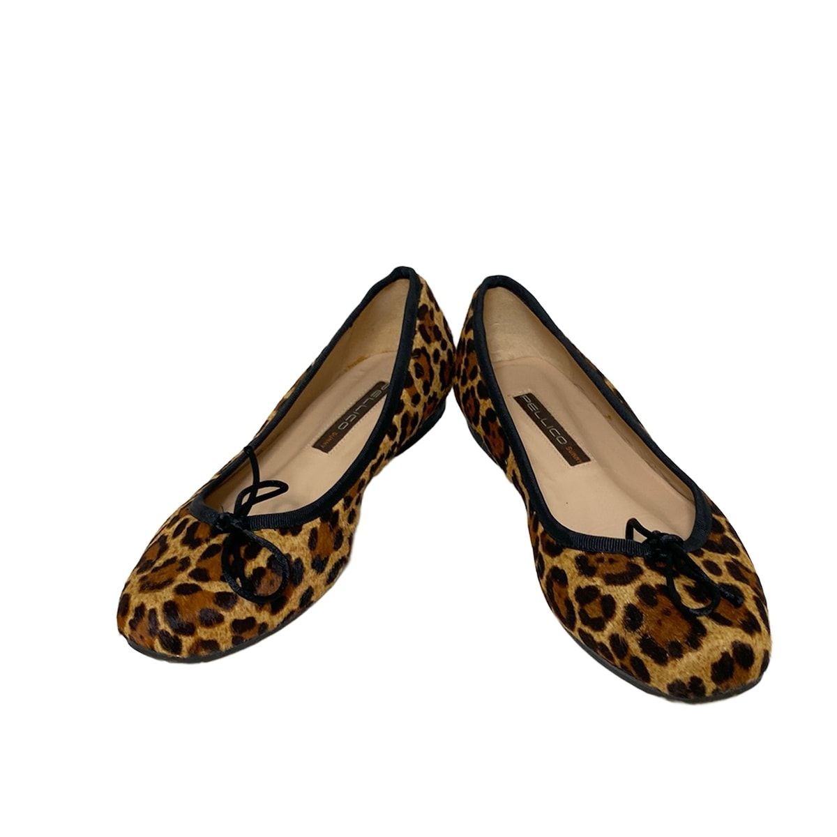 PELLICO ペリーコ フラットシューズ 36 レディース - ベージュ×ブラウン×ダークブラウン 豹柄 リボン SUNNY アウトソール張替済