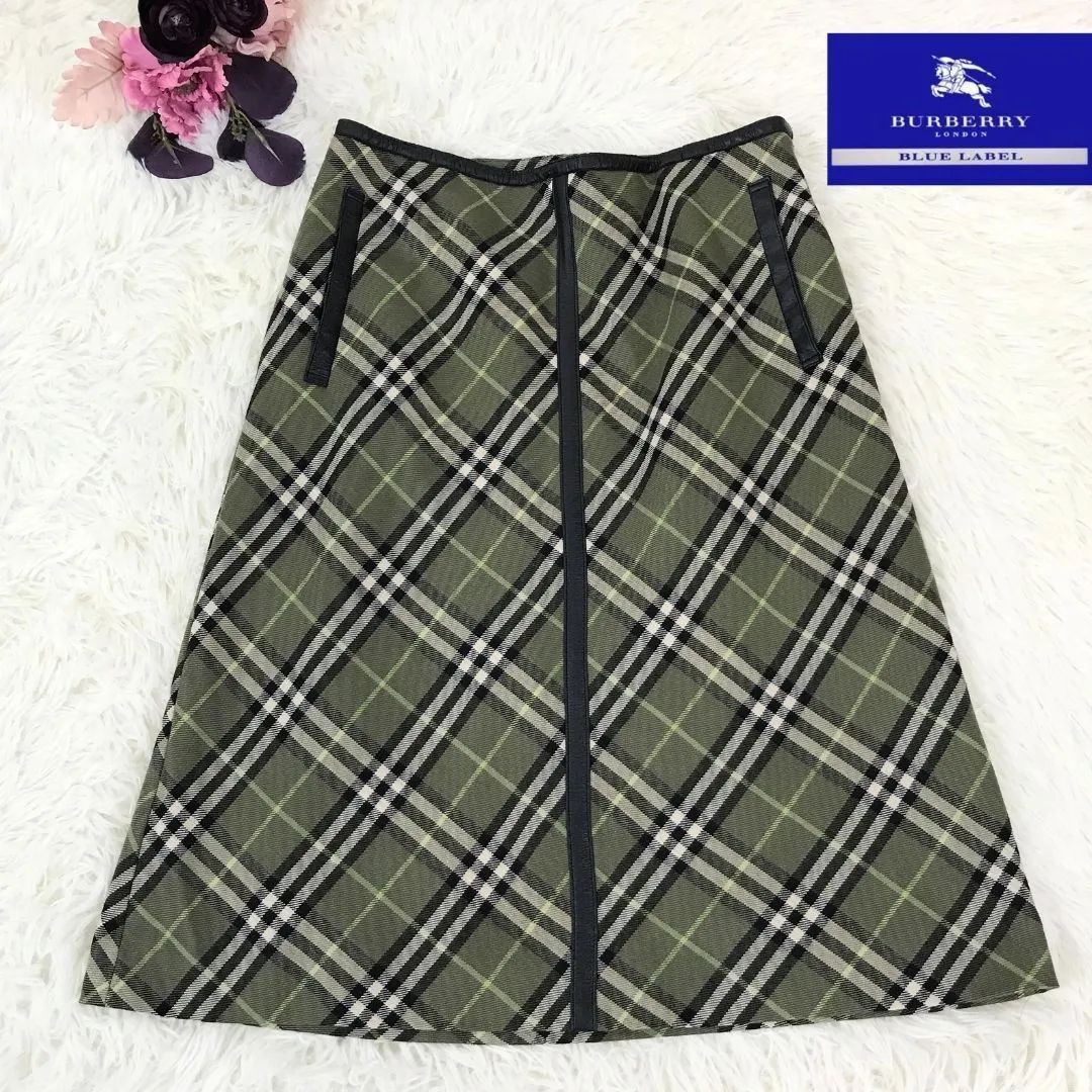 Burberry Blue Label M チェック柄ウールスカート