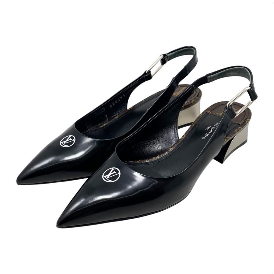 LOUIS VUITTON 黒 スエード スリングバック パンプス 38.5 LOUIS VUITTON 黒 スエード スリングバック パンプス 38.5