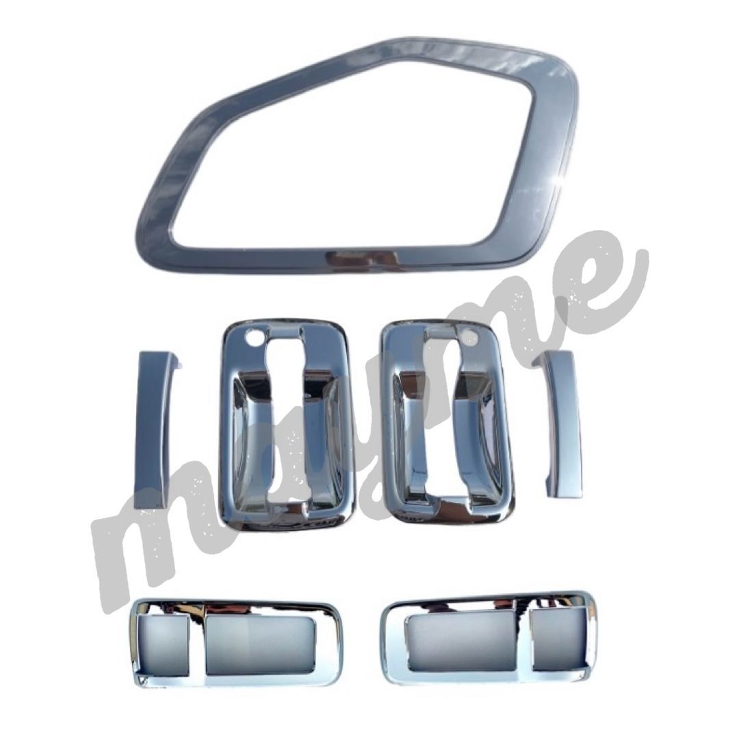 いすゞ 07フォワード メッキ ドアハンドル + 安全窓 + ドアサイドマーカー カバー【沖縄・離島発送不可】