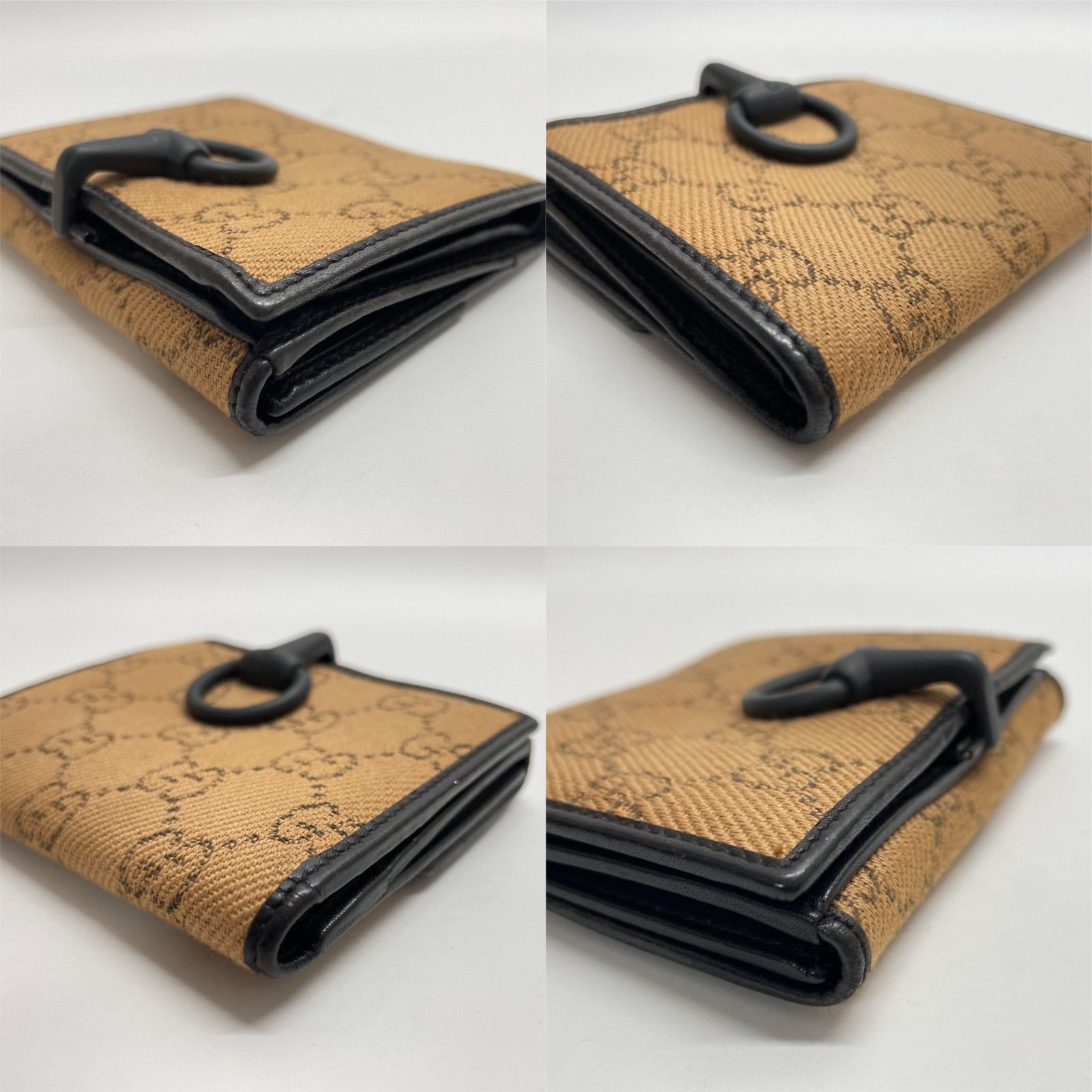 2067 GUCCI グッチ 折り財布 キャンバス GG ホースビット W