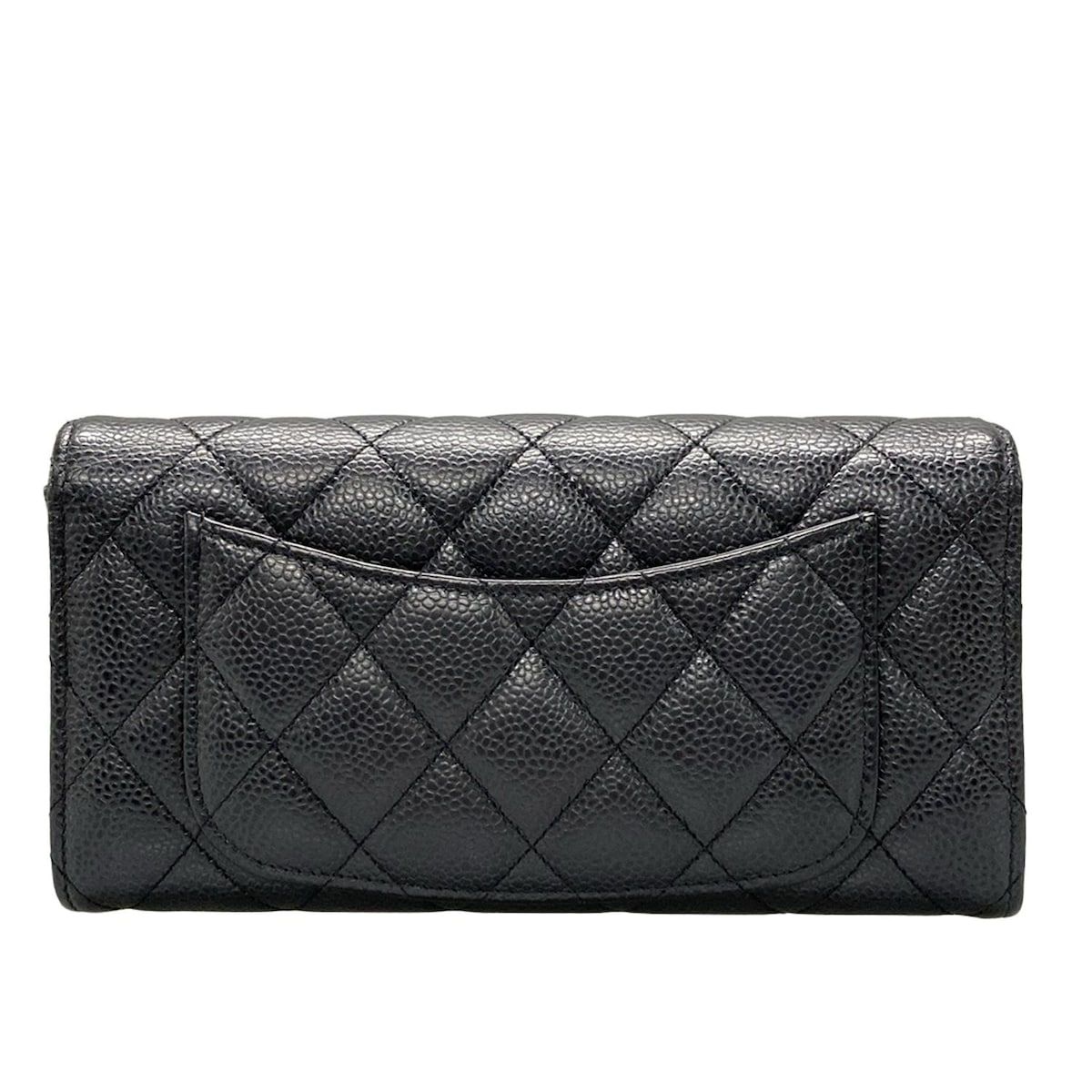 CHANEL シャネル 長財布 マトラッセ 黒 シルバー金具