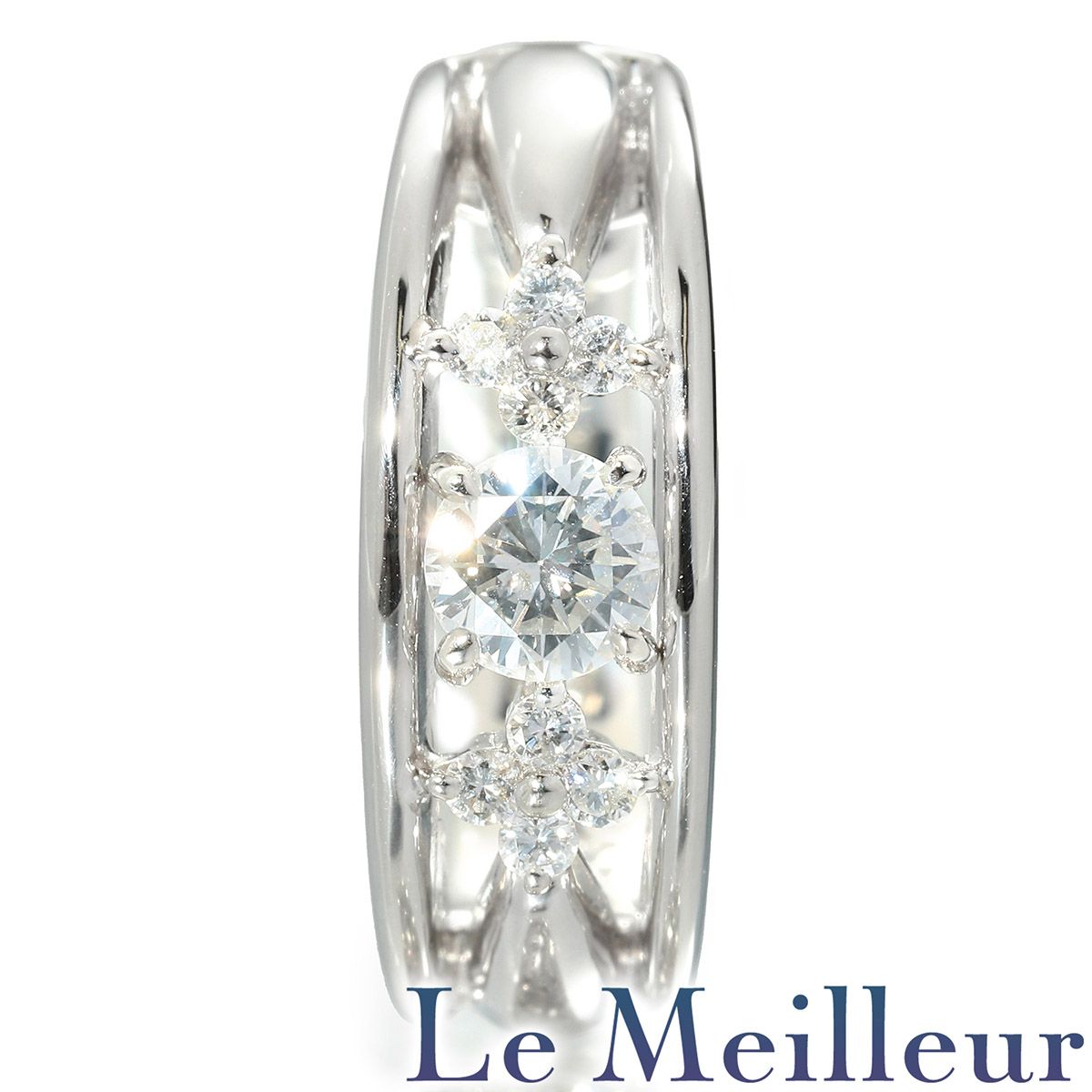 ダイヤモンド 0.3ct プラチナ Pt900 フラワーモチーフフープデザイン 