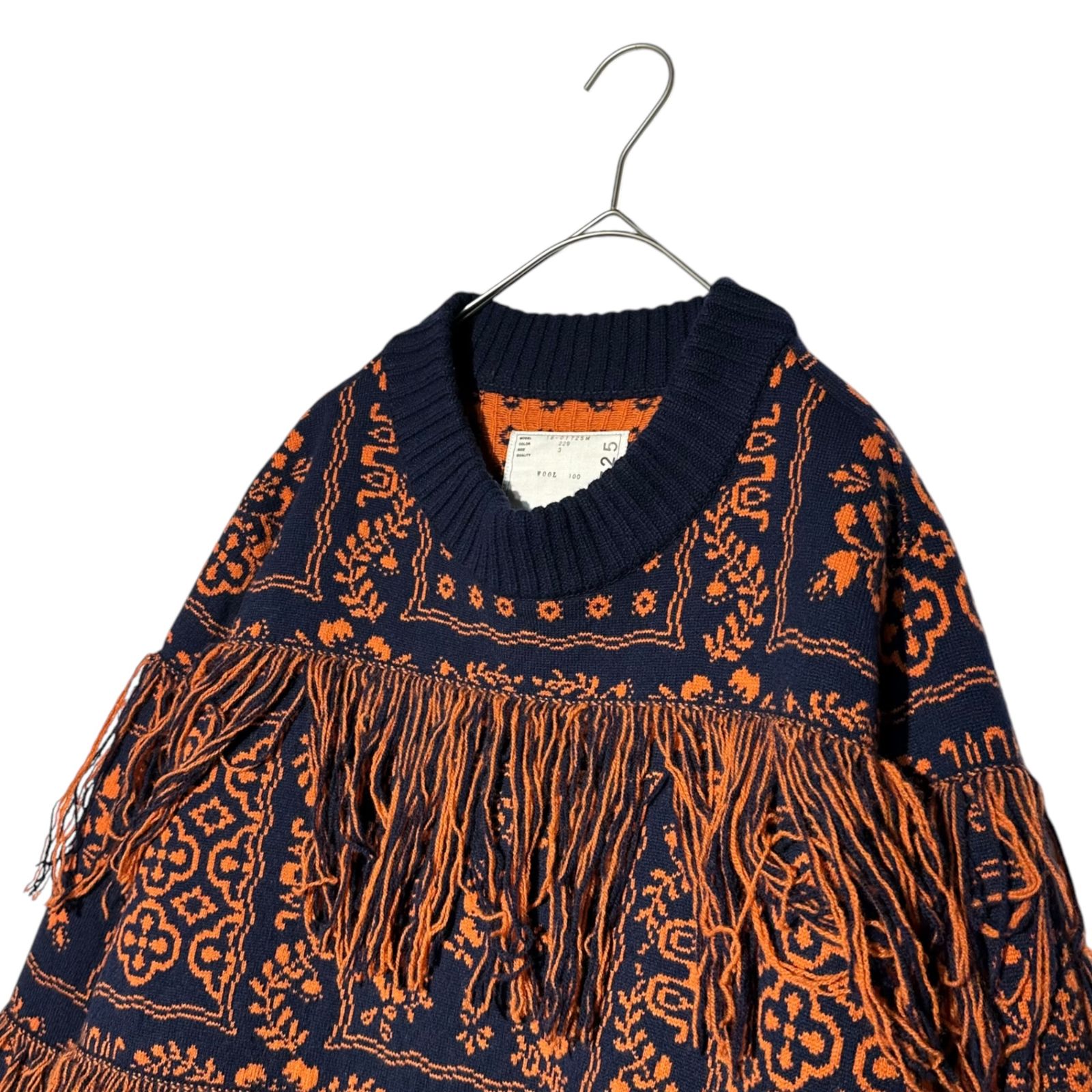 トップス sacai サカイ レインスプーナー ペイズリーフリンジクルー