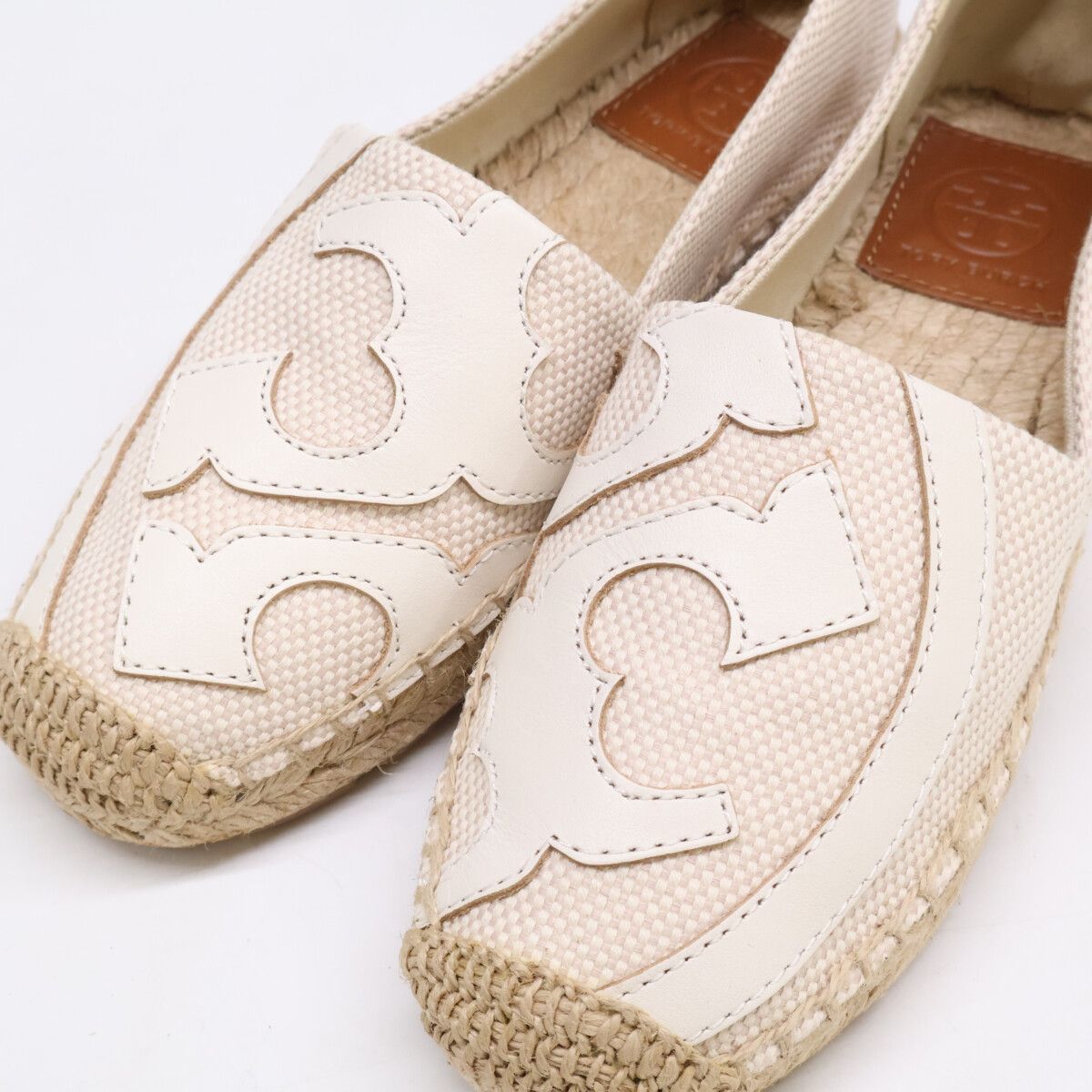 トリーバーチ リネンｘレザー