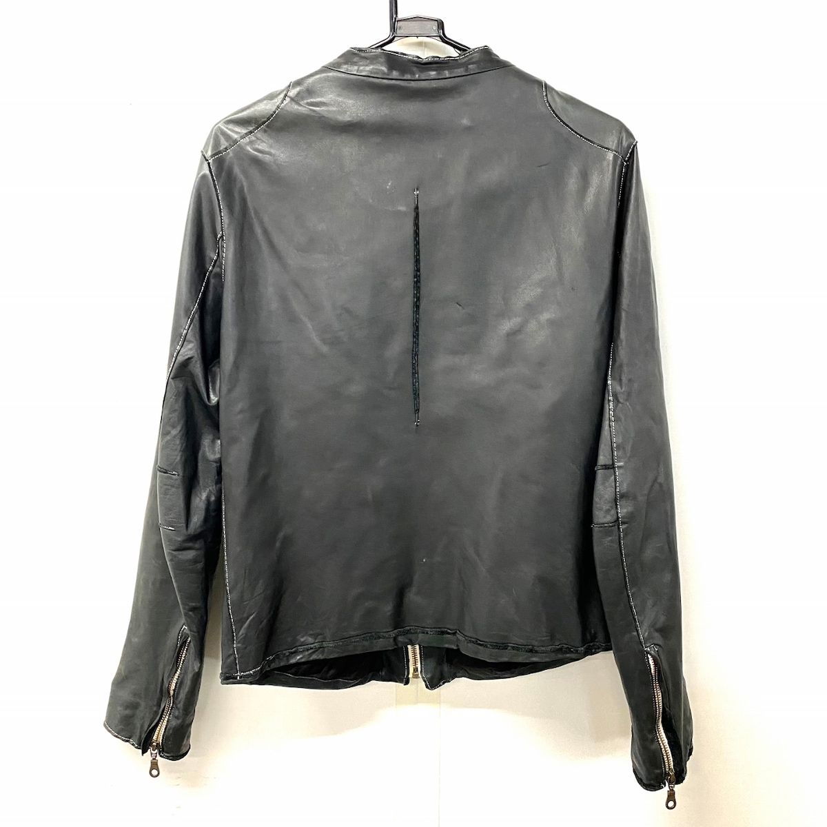 シシ sisii 牛革 シングル ライダース ジャケット M 黒 ブラック 収納 