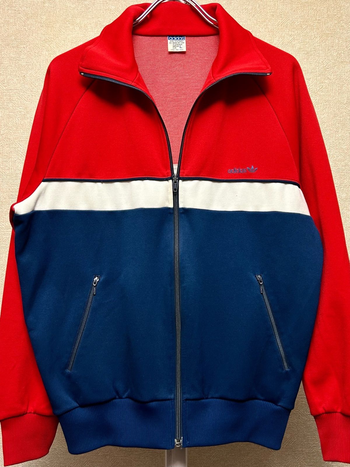 80S adidas アディダス デサント トラックジャケット トリコロール 80年代デサントアディダス希少トリコロールカラートラック