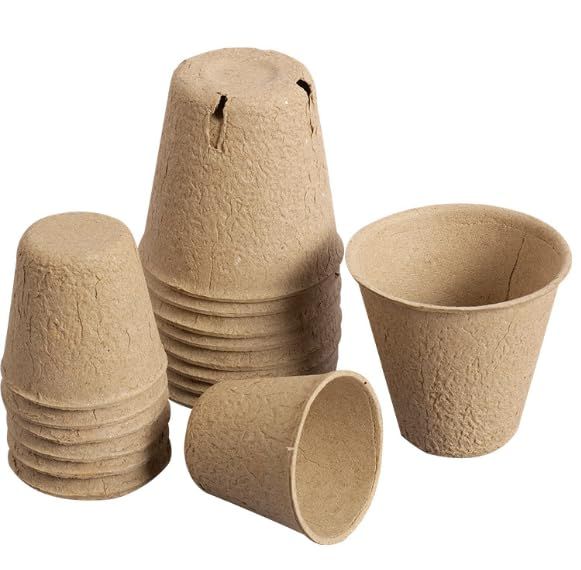 Famimueno 育苗ポット トレイ トレー カップ 箱 種まきポット 園芸 用品 農業 生分解 (200， ブラウン/底穴あり/口径8cm) [ブラウン/底穴あり/口径8cm] [200]