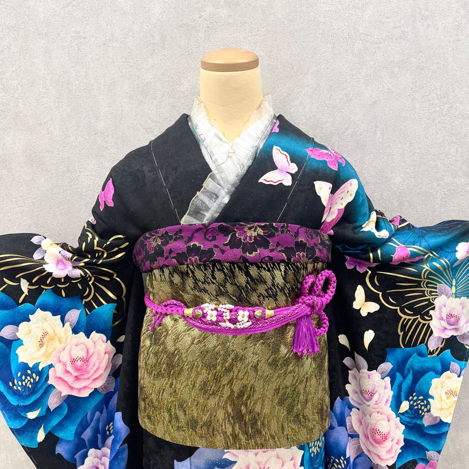 新品】❀振袖7点セット❀ 振袖 正絹 フルセット 中古 美品 成人