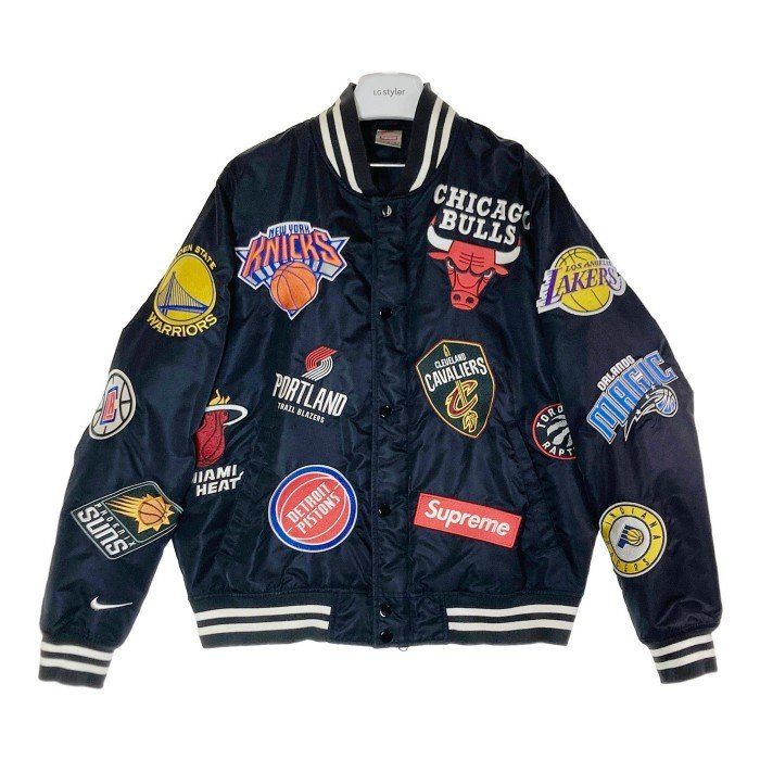 ☆SUPREME シュプリーム × NIKE ナイキ AO3631-010 18SS NBA Teams Warm-Up Jacket ウォームアップ  ジャケット スタジアムジャケット ブルゾン ブラック sizeM - メルカリ