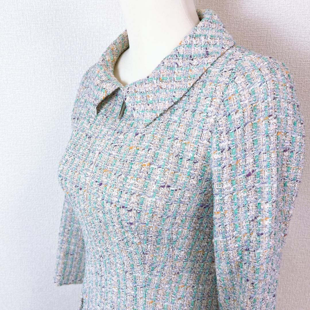 ゆったりツイードパステル Aラインワンピース