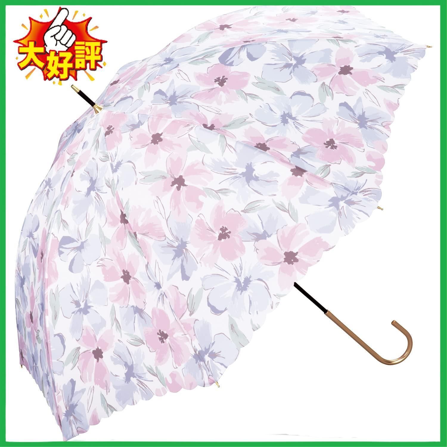 【色: ピンク】202Wpc. 雨傘 フラワーウォール ピンク 長傘 58cm