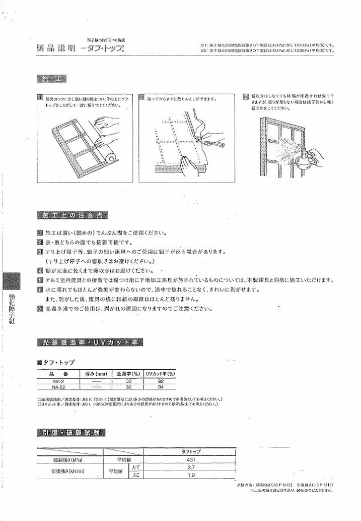 水に濡れても強い 障子紙の約5倍の破裂強度