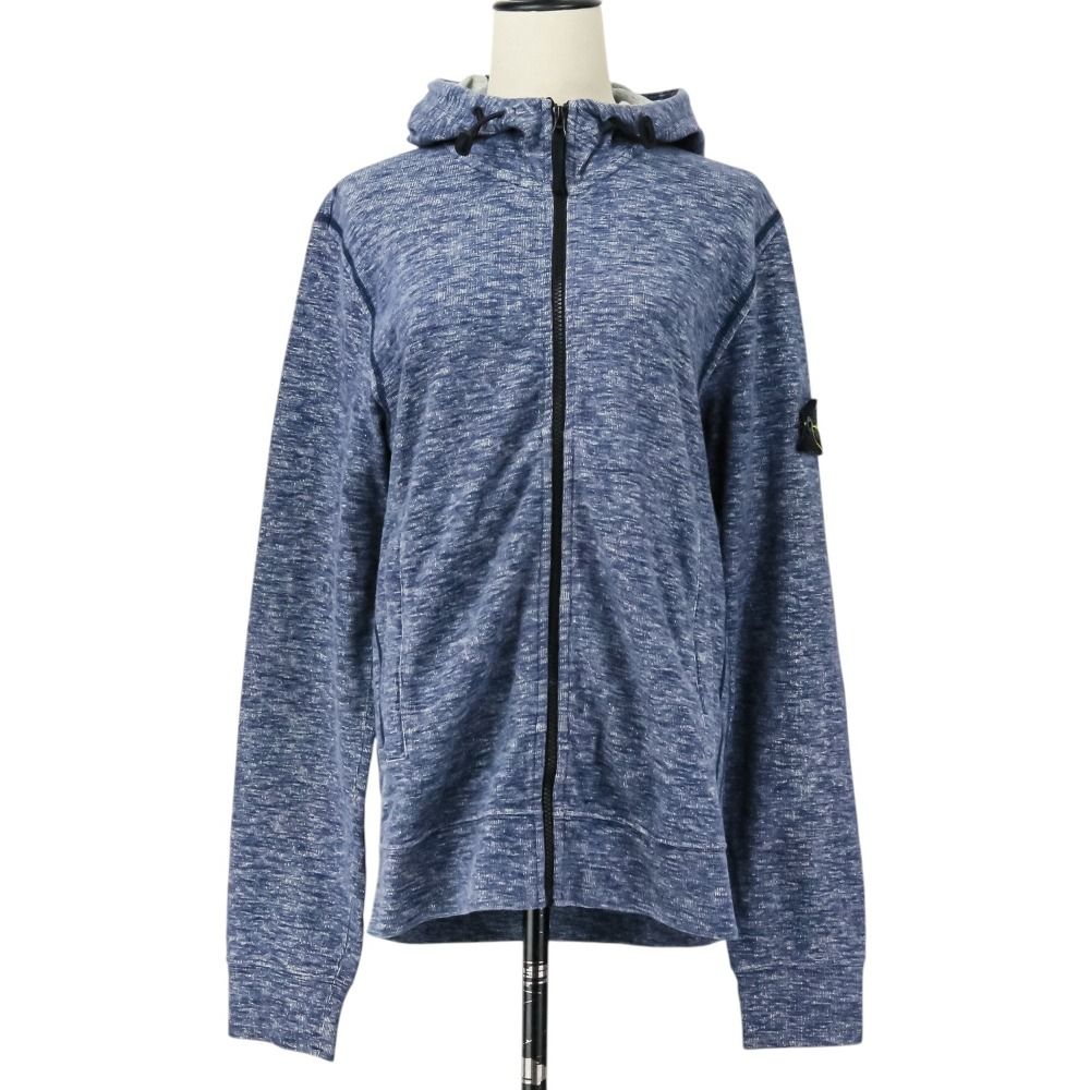 STONE ISLAND ストーンアイランド ロゴワッペン スウェット ジップフーディ パーカー 601561564 サイズM ブルー メンズ 古着