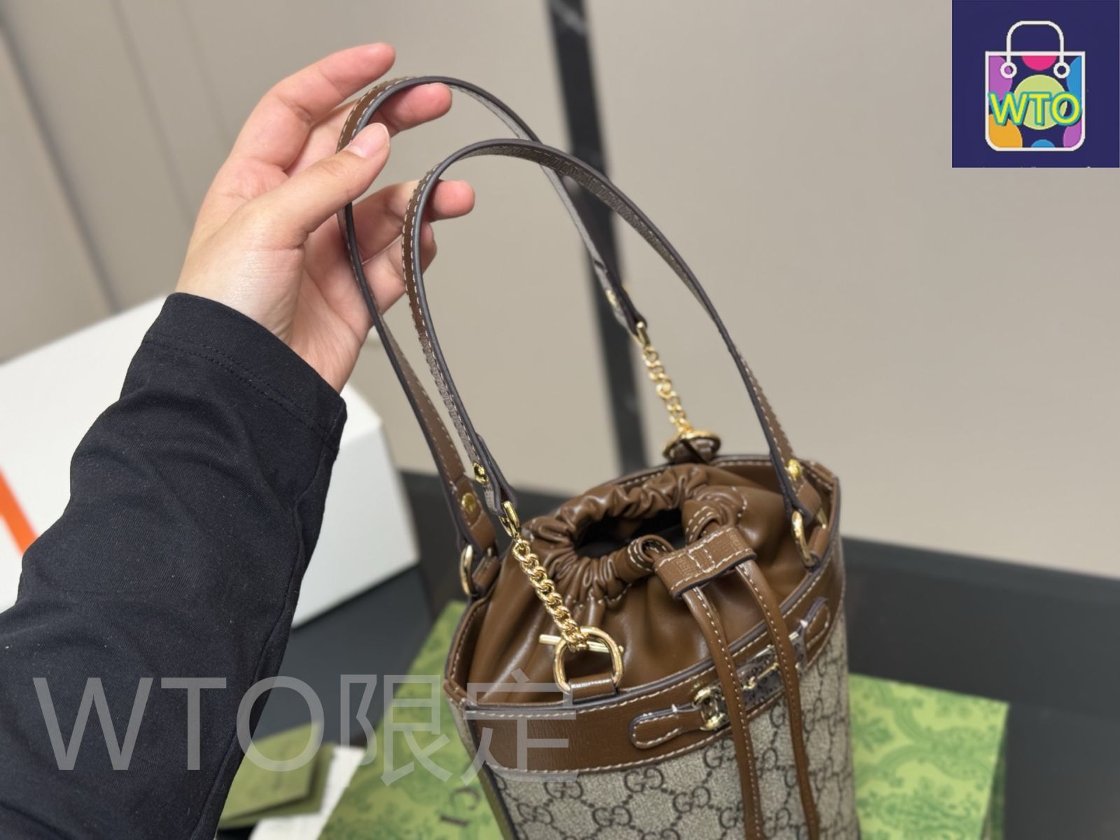 今日WTO】Gucci 1955 Horsebit バケットバッグ 14×18cm-WTO輸入