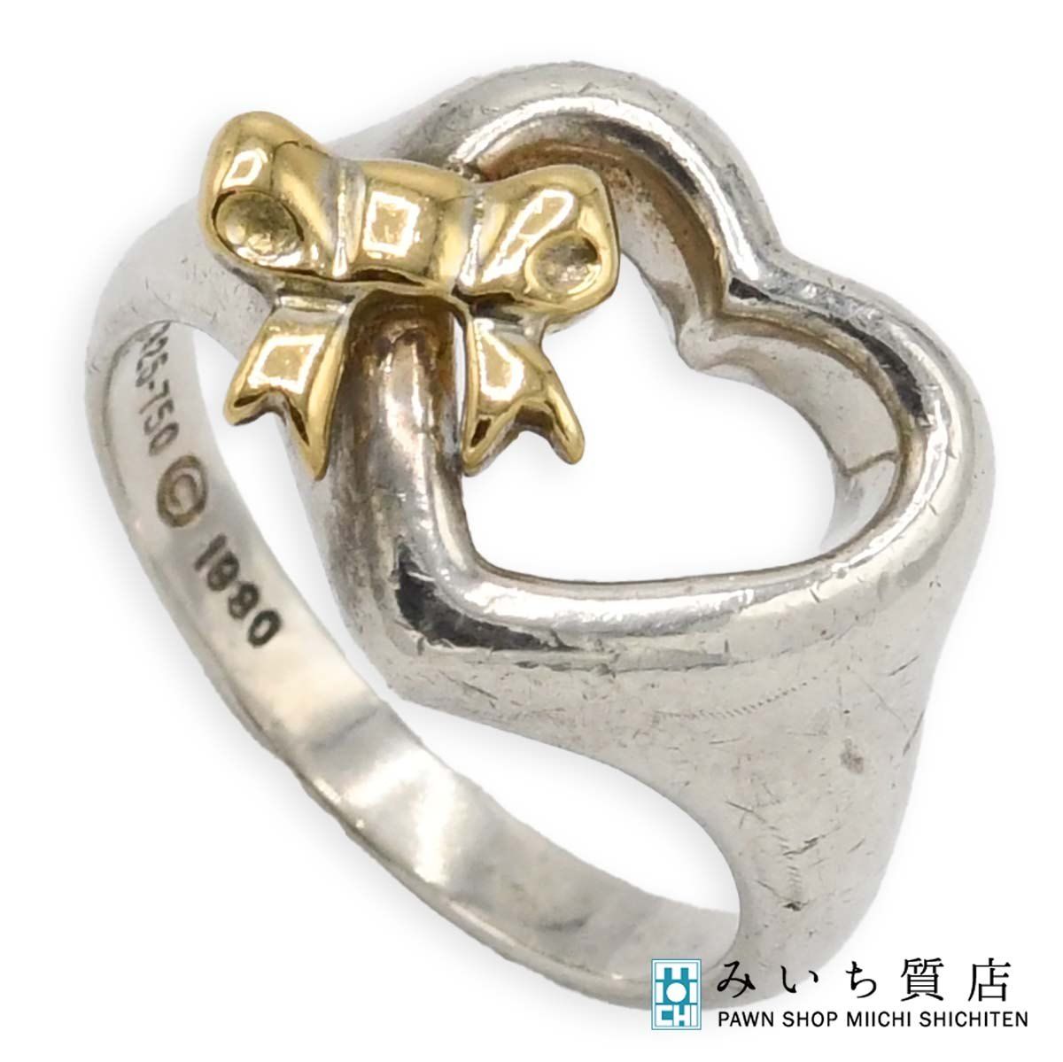 TIFFANY&Co. ティファニー リング ハート リボン 8号 シルバー 925