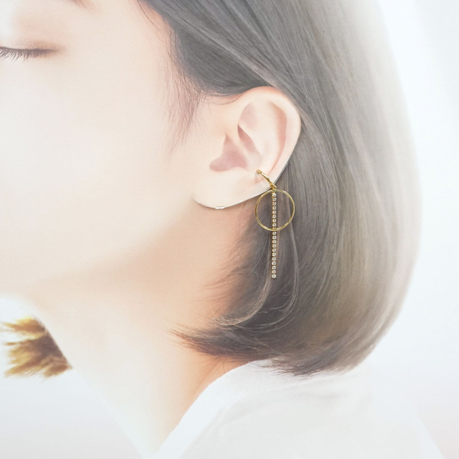 AHKAH アーカー シャンデリアフープ イヤーカフ ダイヤモンド0.24ct K18YG