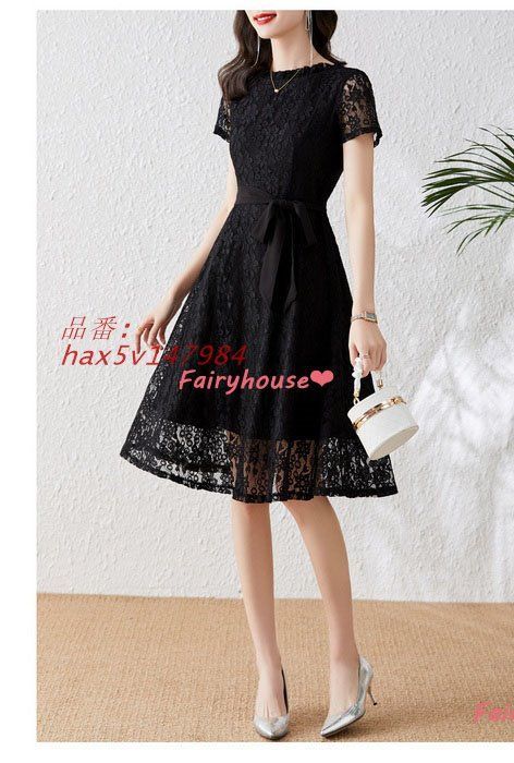 リボンレース✭ひざ丈ワンピース★春夏デート♥裾ふんわり可愛い リボンレース✭ひざ丈ワンピース☆春夏デート♥裾ふんわり可愛い