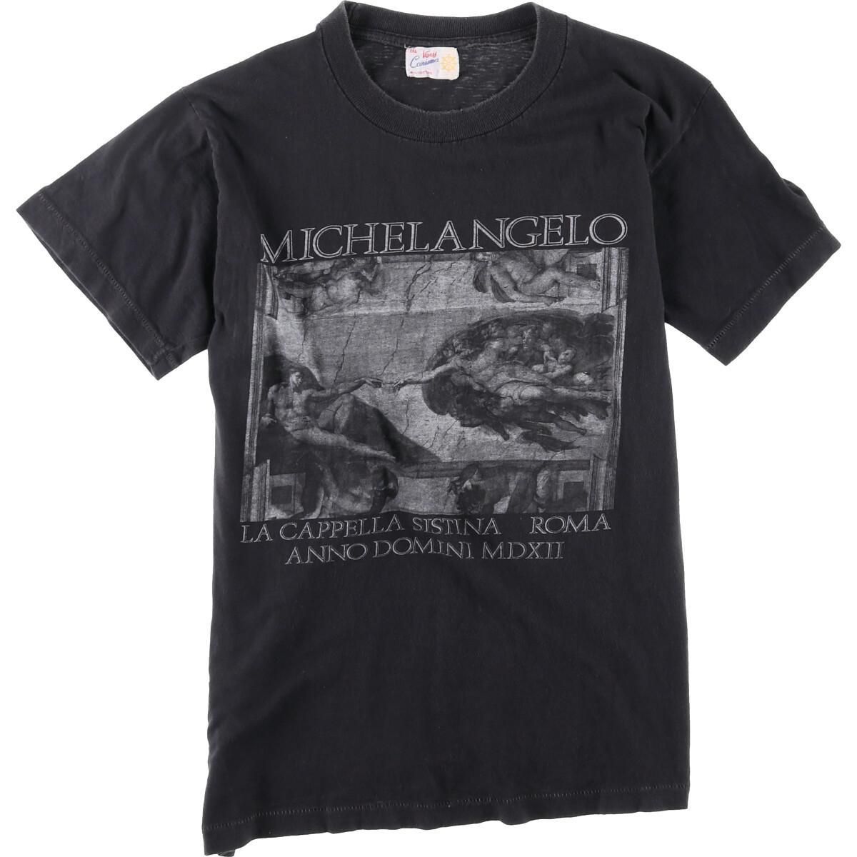 古着 80～90年代 ミケランジェロ アダムの創造 アートTシャツ メンズS