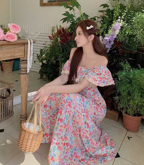 オフショルダー 花柄