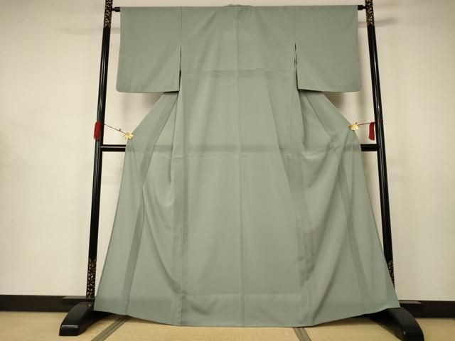 平和屋着物＊夏物 色無地 絽 山葵色 洗える着物 AABA9435jd