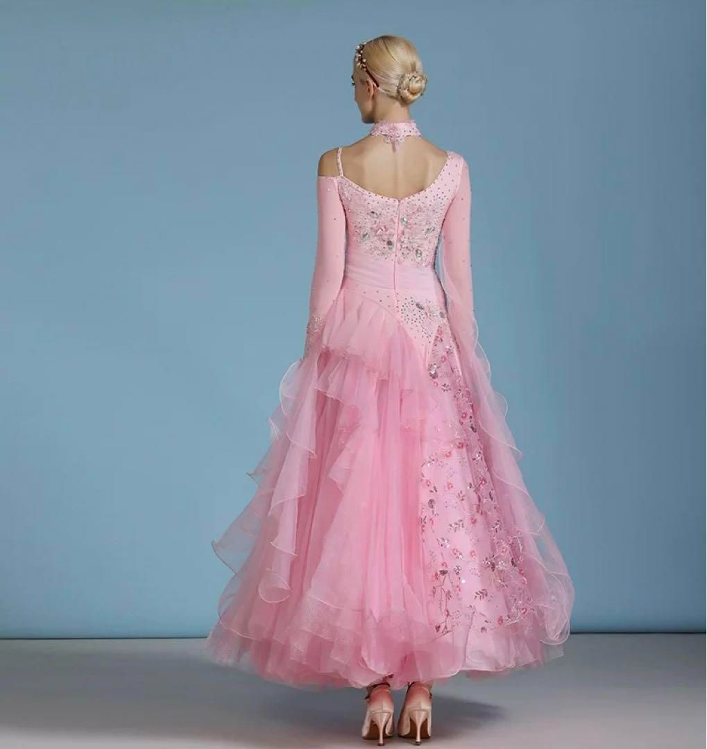 気品あるピンク❤️ストーン付きスタンダードドレス✨発表会・競技会・デモに最適！ 気品あるピンク??ストーン付きスタンダードドレス?発表会・競技