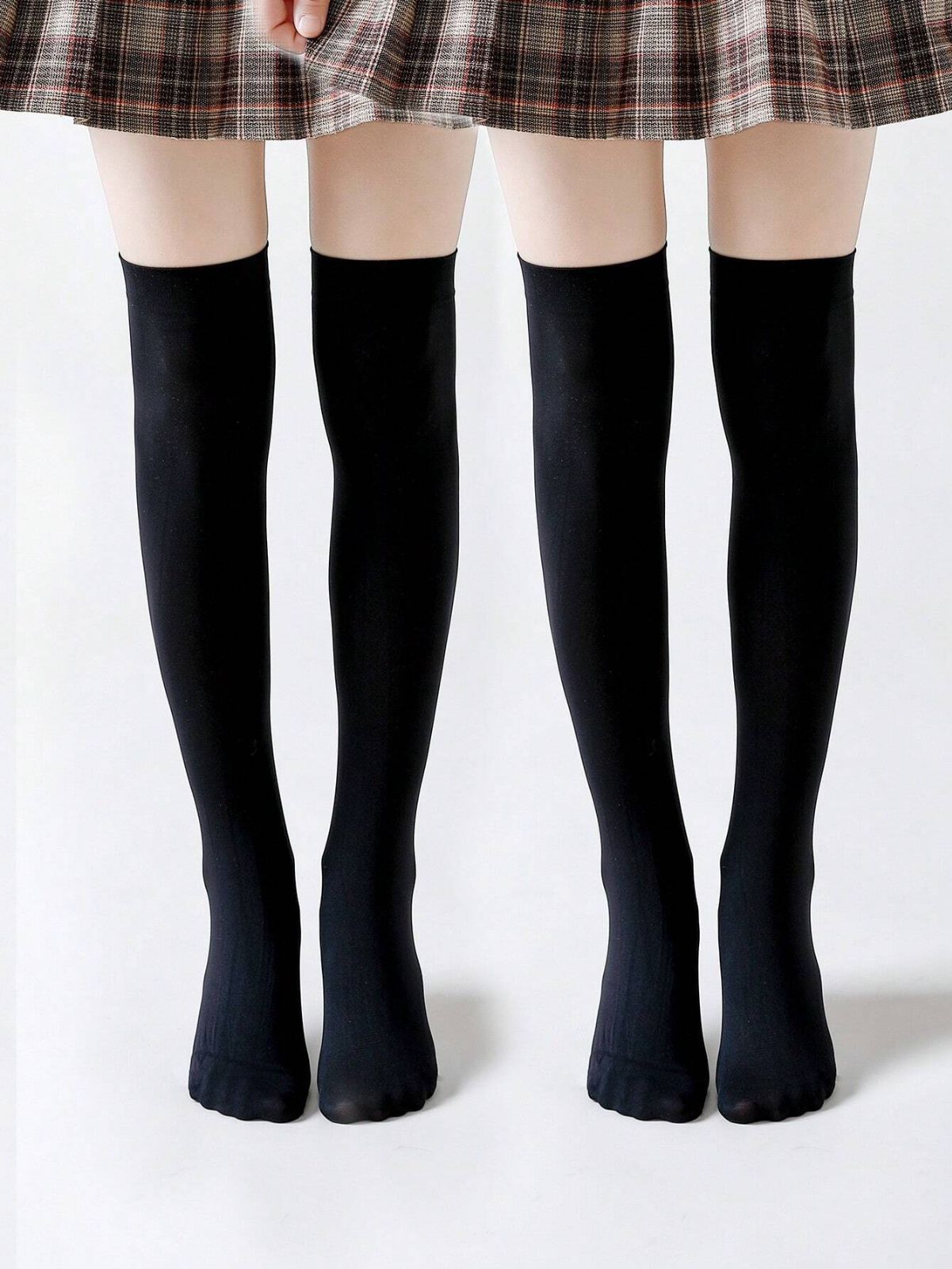 学生用 ブラック 高さ55cm ストレートオーバーニーソックス 2足