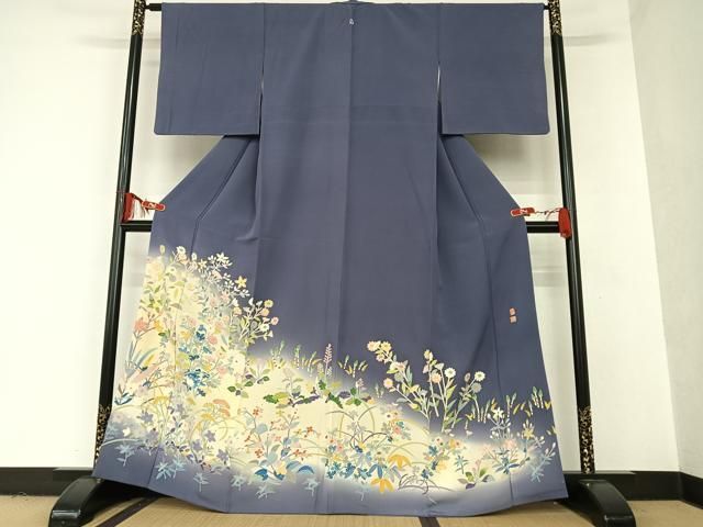 逸品❇️ますいわ屋扱い黒留め袖　有名作家手描友禅暈し染め　22点総フルセット 平和屋着物○本加賀友禅作家 百貫華峰 色留袖 草花文 土筆 暈し