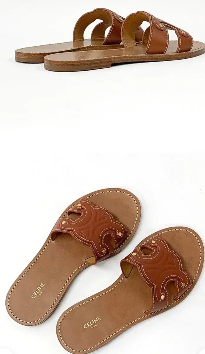 CELINE セリーヌ ロゴ トリオープ カーフスキン ミュール サンダル