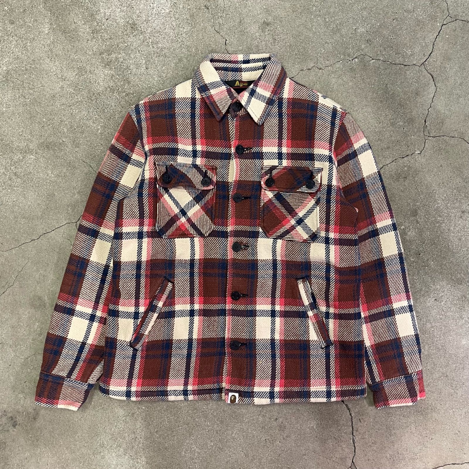 A BATHING APE ラブジェネチェック CPO ジャケット XS ☆ cpo