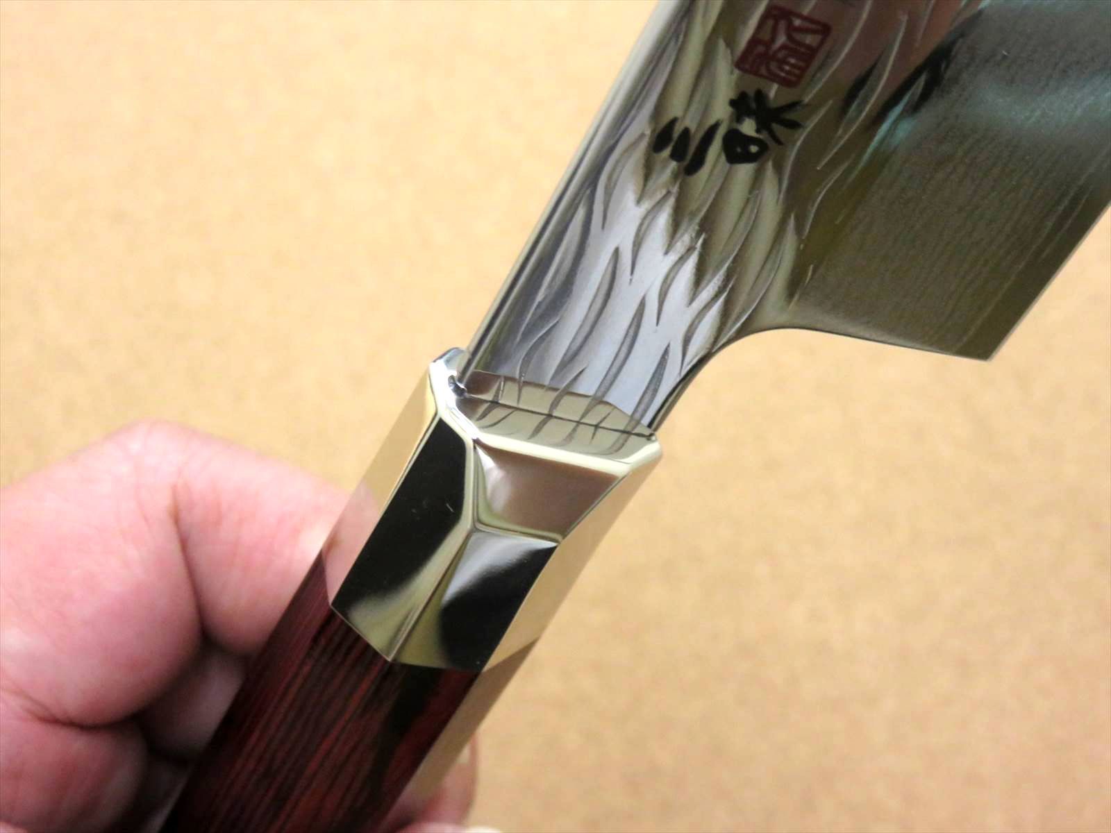 関の刃物 三徳包丁 180mm 三昧 波目 ダマスカス33層 両刃万能包丁