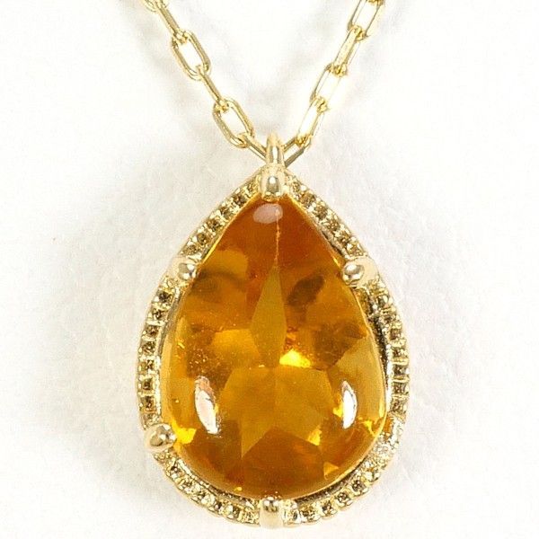 K10YG ネックレス necklace シトリン 総重量約0.9g 約45cm