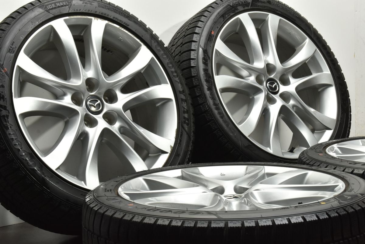 バリ溝 マツダ GJ アテンザ 純正 19in 7.5J 45 PCD114.3 グッドイヤー アイスナビ8 225 45R19 MAZDA6 流用 スタッドレス