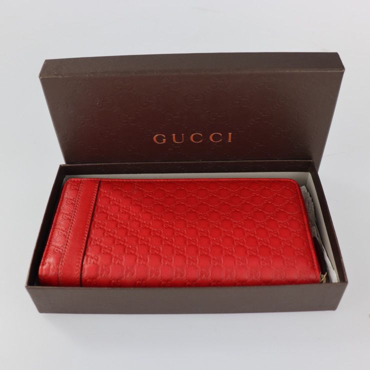 GUCCI グッチ 長財布 309758 レザー レッド ゴールド金具 マイクロ