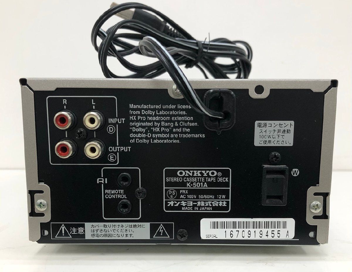 ONKYO オンキョー K-501A カセットデッキ ステレオカセット