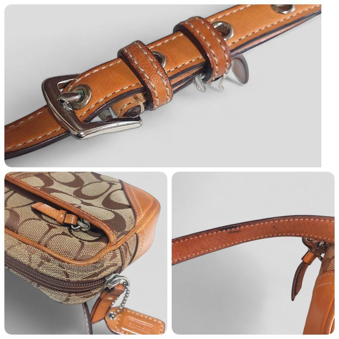良品 COACH コーチ ウエストポーチ シグネチャー ボディバッグ レザー 