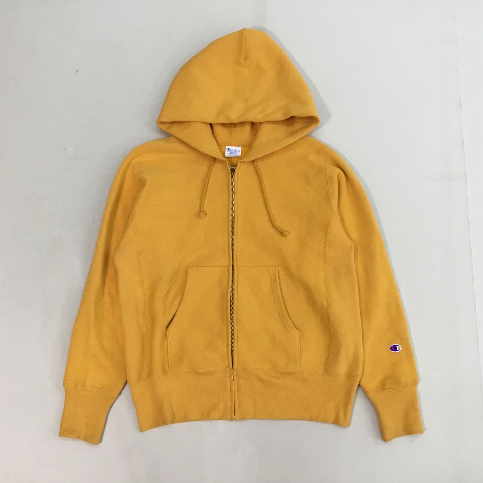 単色タグ 復刻 Champion チャンピオン パーカー イエロー サイズ M メンズ フルジップパーカー 胸目無し リバースウィーブ 0.68kg
