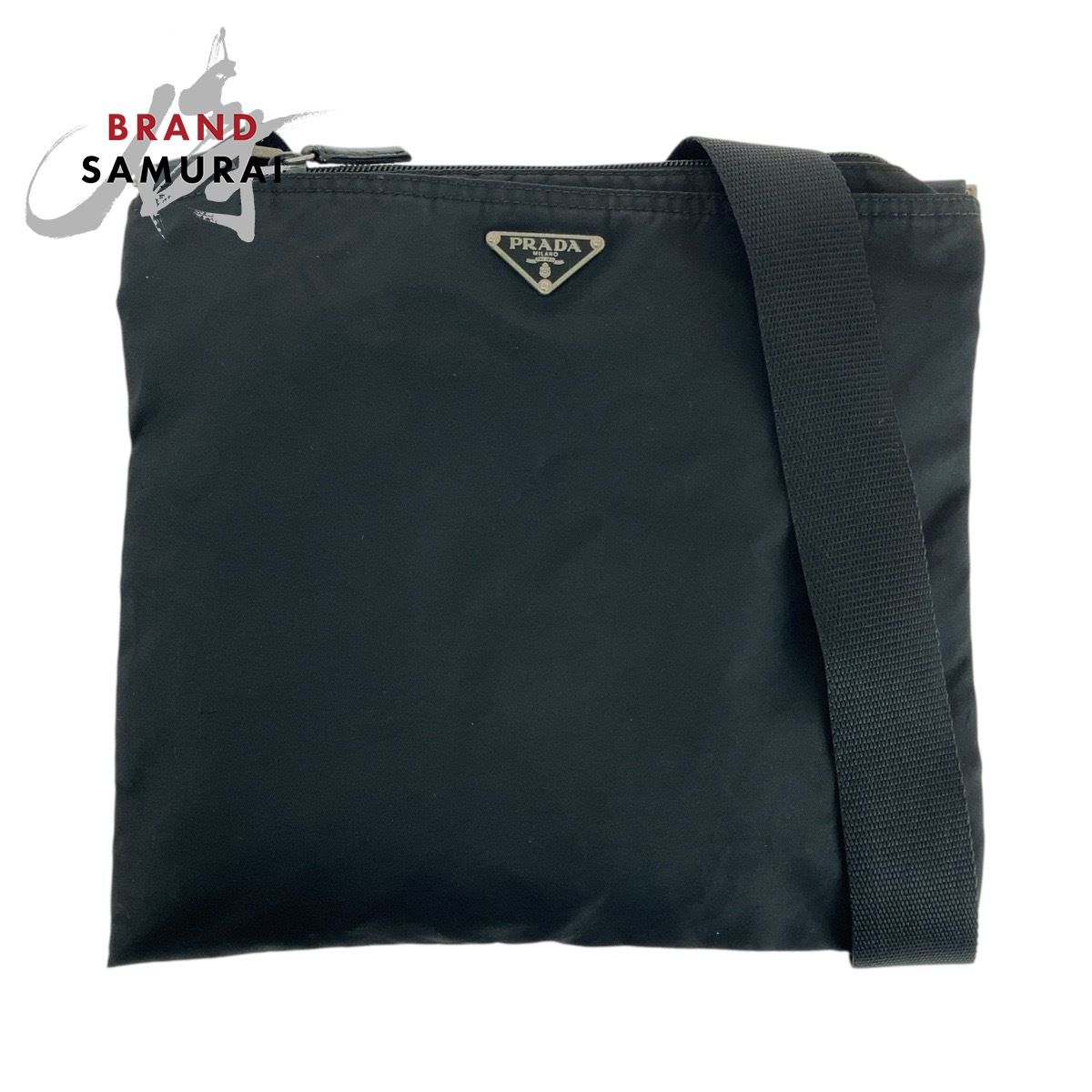 美品 PRADA プラダ テスート 三角ロゴプレート ブラック 黒