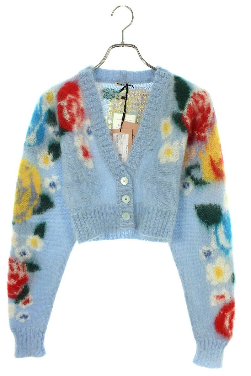 ミュウミュウ 22SS MMF545 1Z4K フローラルパターンモヘアニット