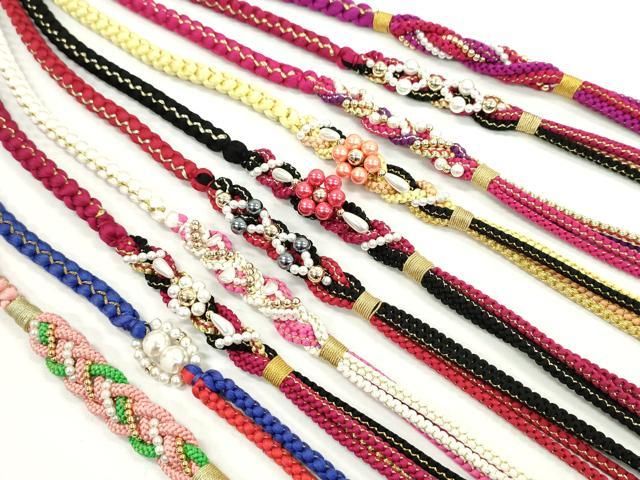 平和屋着物●和装小物 振袖用飾り付き帯締め１０本セット パール 花 ハート 金糸 CAAX8191ju