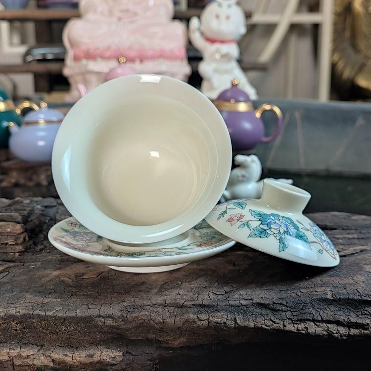 中国茶器 茶花三才蓋碗 茶碗 煎茶器 茶道具 新品未使用 - メルカリ