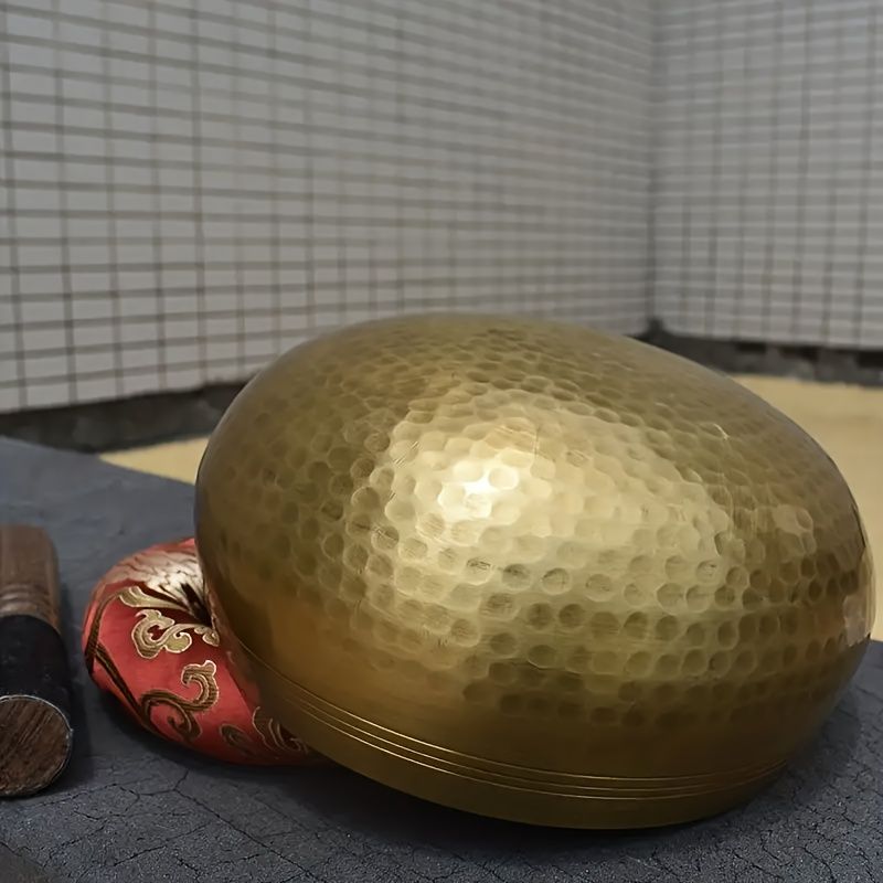 不安緩和＆サウンドヒーリング用の大型ゴールデンカッパーシングボウル -